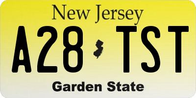 NJ license plate A28TST
