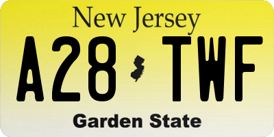 NJ license plate A28TWF