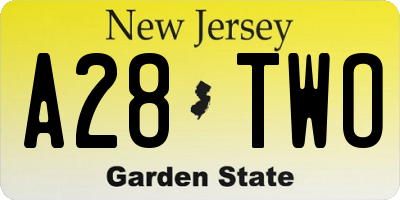 NJ license plate A28TWO
