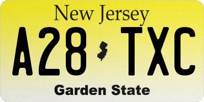 NJ license plate A28TXC