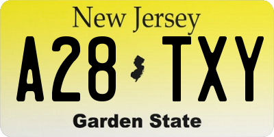 NJ license plate A28TXY