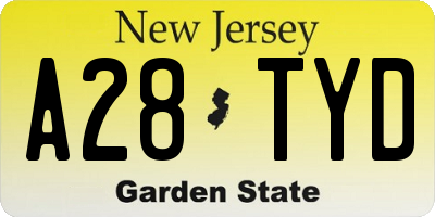 NJ license plate A28TYD