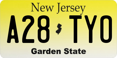 NJ license plate A28TYO