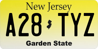 NJ license plate A28TYZ