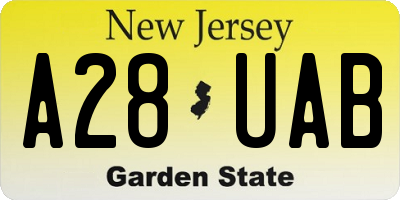 NJ license plate A28UAB