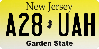 NJ license plate A28UAH