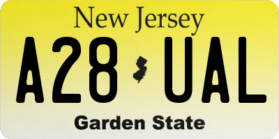 NJ license plate A28UAL