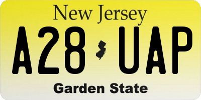 NJ license plate A28UAP