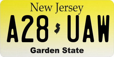 NJ license plate A28UAW