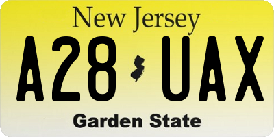 NJ license plate A28UAX