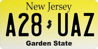 NJ license plate A28UAZ