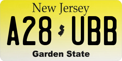 NJ license plate A28UBB