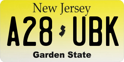 NJ license plate A28UBK