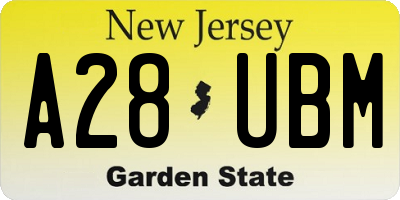 NJ license plate A28UBM