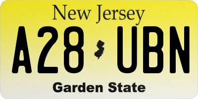NJ license plate A28UBN