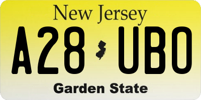NJ license plate A28UBO