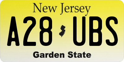 NJ license plate A28UBS
