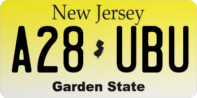 NJ license plate A28UBU