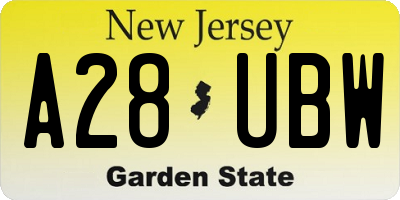 NJ license plate A28UBW