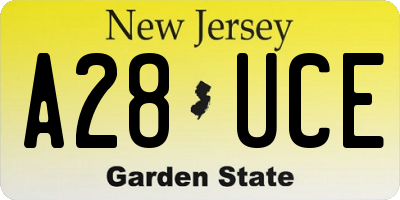 NJ license plate A28UCE