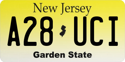 NJ license plate A28UCI