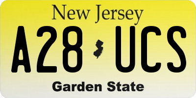 NJ license plate A28UCS