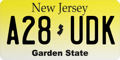 NJ license plate A28UDK