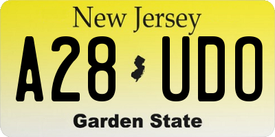 NJ license plate A28UDO