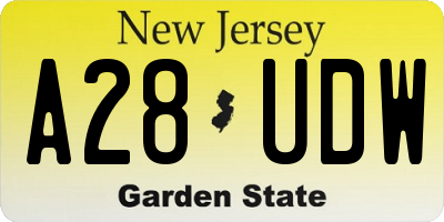 NJ license plate A28UDW