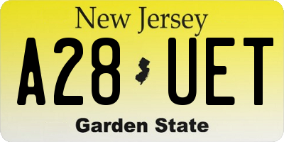 NJ license plate A28UET