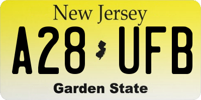 NJ license plate A28UFB
