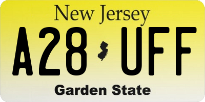 NJ license plate A28UFF