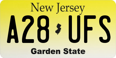 NJ license plate A28UFS