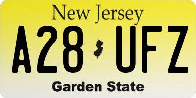 NJ license plate A28UFZ