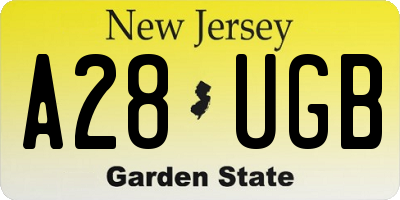 NJ license plate A28UGB
