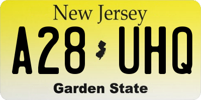NJ license plate A28UHQ