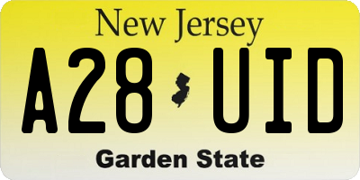 NJ license plate A28UID