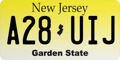 NJ license plate A28UIJ