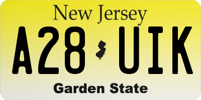 NJ license plate A28UIK
