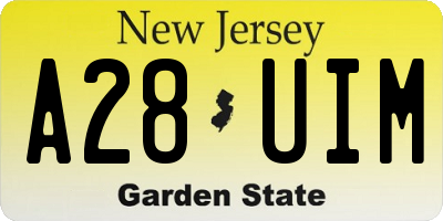 NJ license plate A28UIM
