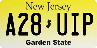 NJ license plate A28UIP