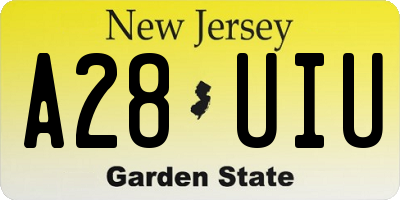 NJ license plate A28UIU