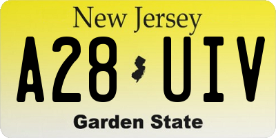 NJ license plate A28UIV