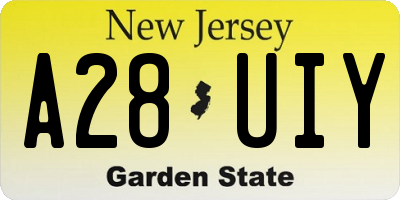 NJ license plate A28UIY