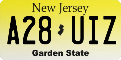 NJ license plate A28UIZ
