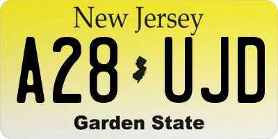 NJ license plate A28UJD