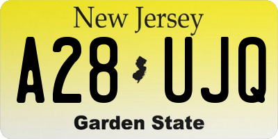 NJ license plate A28UJQ