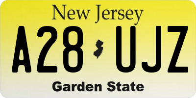 NJ license plate A28UJZ