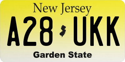 NJ license plate A28UKK