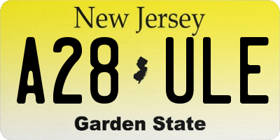 NJ license plate A28ULE